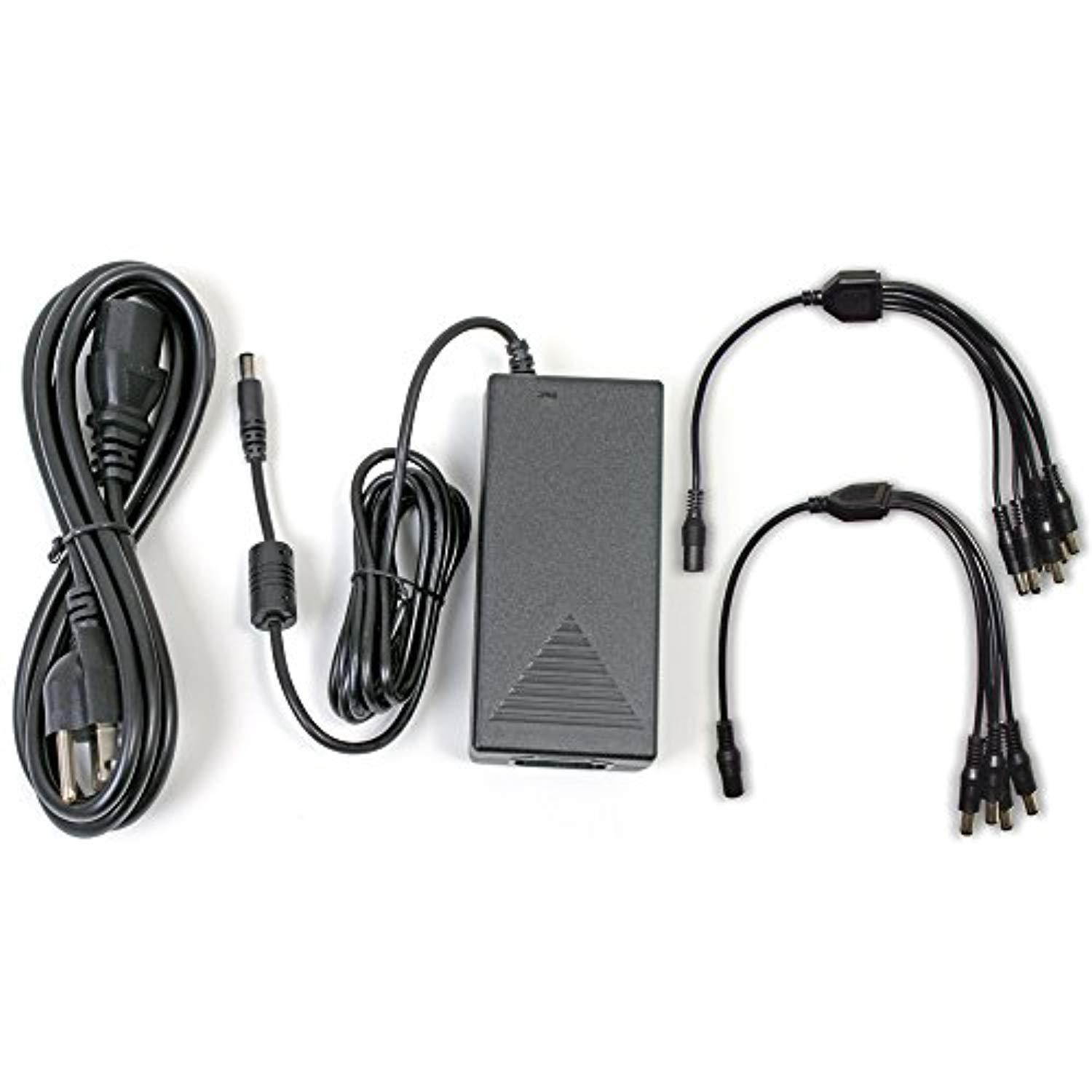 Q-See 12V 5AMP Camera Power Adapter with 4-way and 8-way Power Splitters QSS1250A