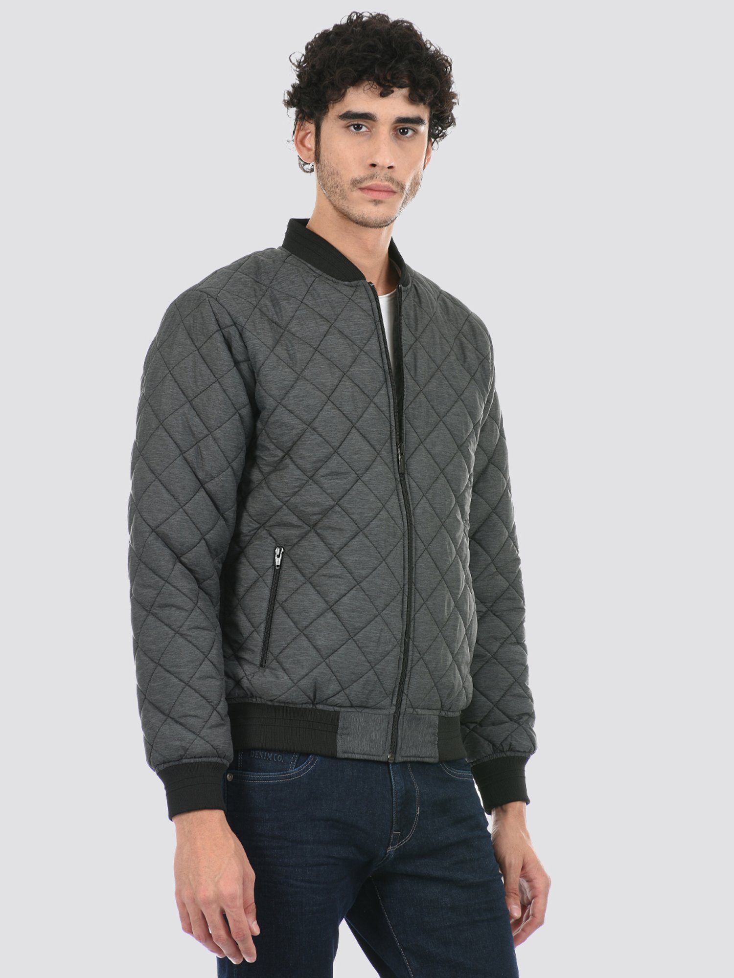 London Fog Grey Regular Fit Self Pattern Jacket