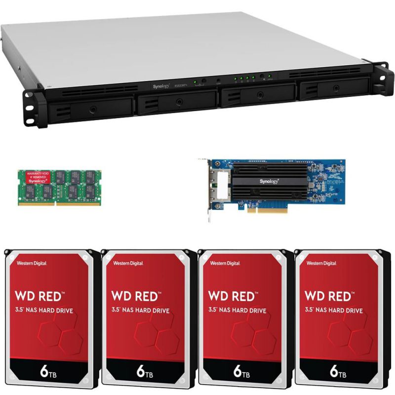 Synology RS820RP+ 4-Bay RackStation NAS with Synology 10Gb Adapter 18GB RAM 32TB (4x8TB) of Western Digital RED NAS Drives Fully Assembled Tested By CustomTechSales