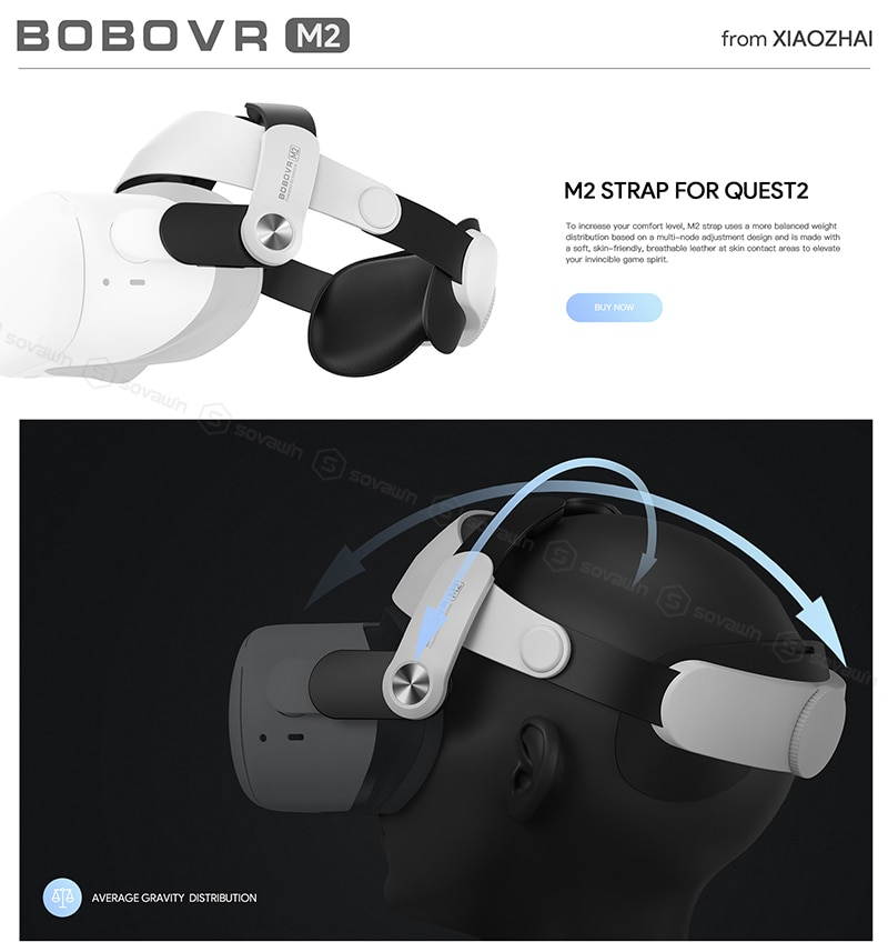 BOBOVR M2 Adjustable For Oculus Quest2 Virtual Reality Helmet Head Strap Halo Strap Improve Plate Breathable Leather Accessories