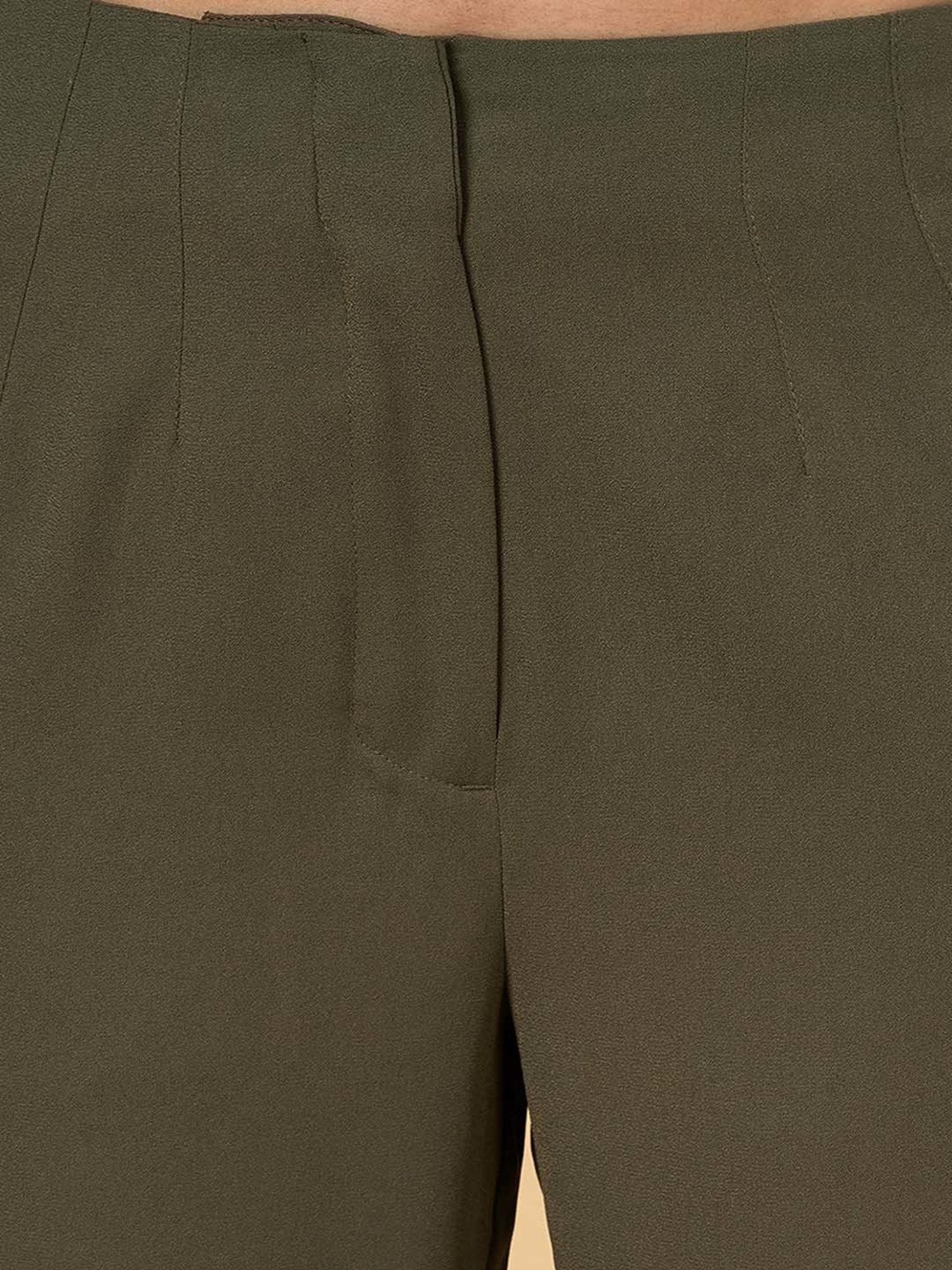 Annabelle by Pantaloons Olive Green Formal Trousers