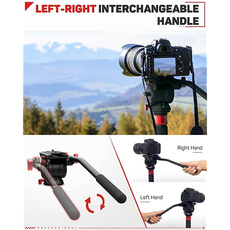 Video Tripod Head Fluid Drag Pan Head for DSLR Cameras Camcorder Monopod and Tripods