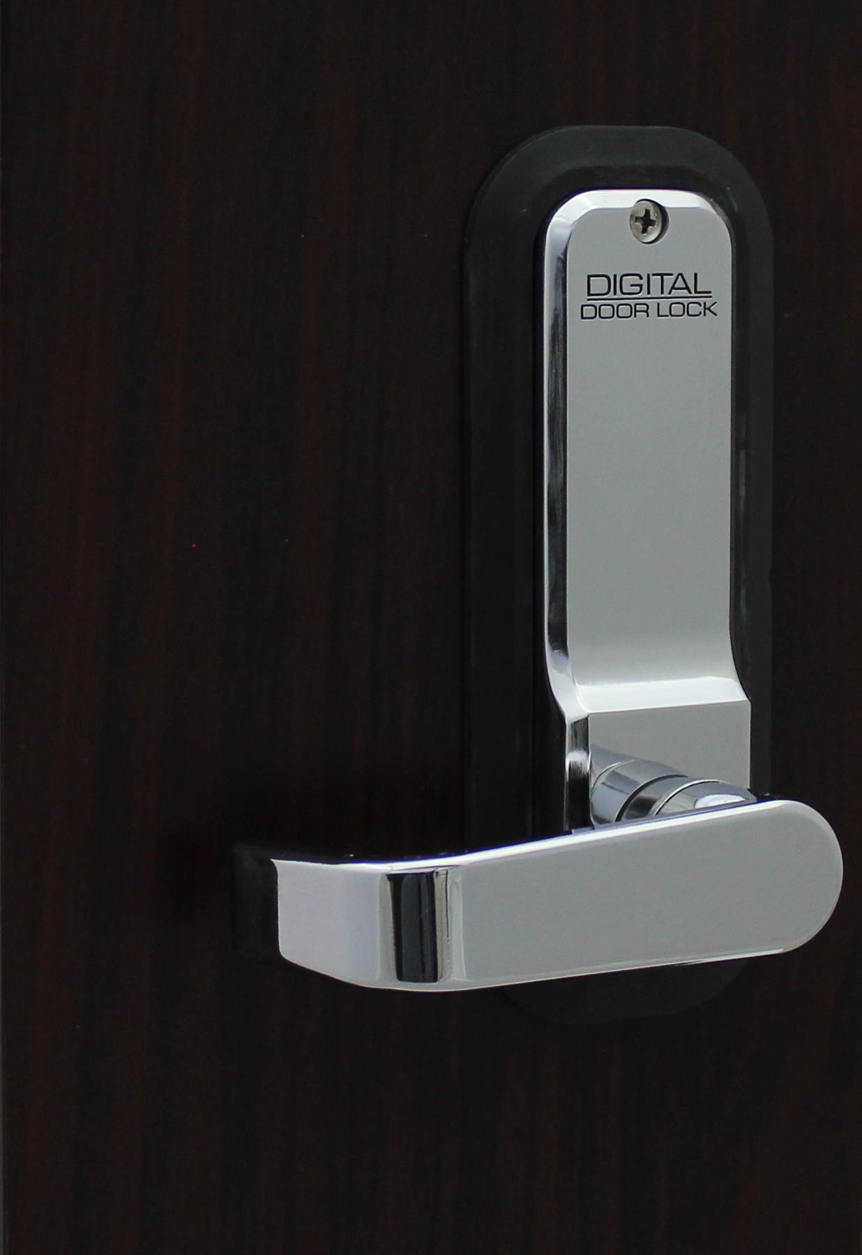 LockeyUSA Digital Door Lock 2835 Lever Handle, Bright Chrome