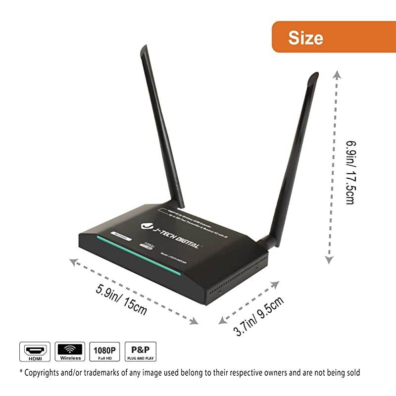 Wireless HDMI 4K Extender Zero Latency 30M (100ft) 4K@30Hz HDCP 1.4 with CEC Function for Gaming, Live TV and Desktop Computer [JTECH-WEX-60GA]