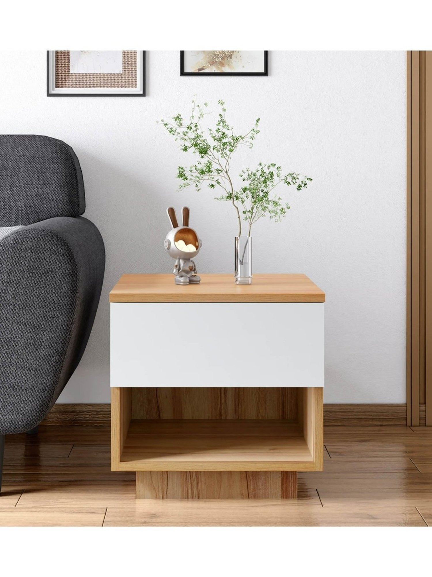 Godrej Interio Harmony Remini Walnut Engineered Wood Corner Table