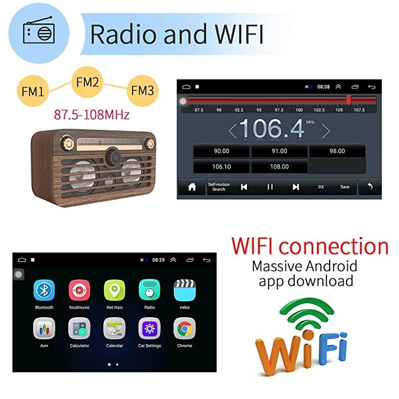 Inch Double Din Car Stereo 2 din Android Touch Screen Car Radio with Bluetooth Indash Head Unit Support FM/WiFi/Mirror Link/Backup Camera/DVR/USB/SWC Car Multimedia Player