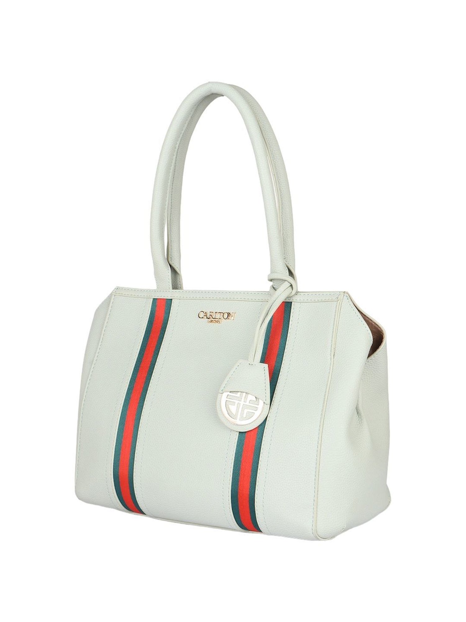Carlton London Mint Green Striped Medium Shoulder Handbag