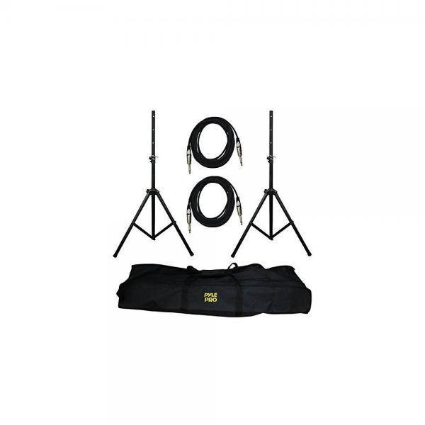 PYLE-PRO PMDK102 - Heavy-Duty Aluminum Anodizing Dual Speaker Stand & 1/4'' Cable Kit