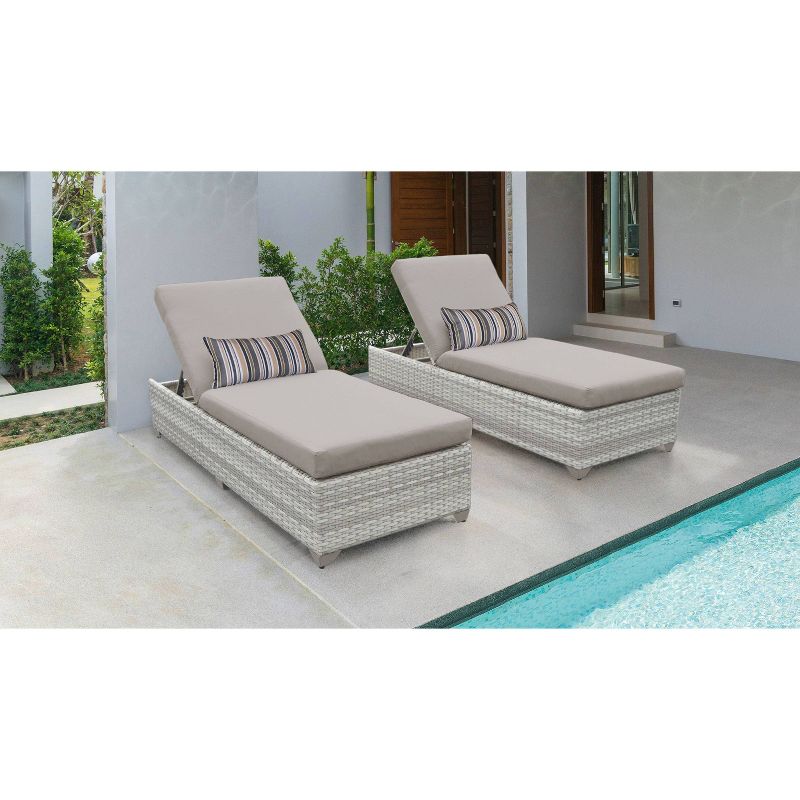 Fairmont 2pk Patio Chaise Lounges - Beige - TK Classics