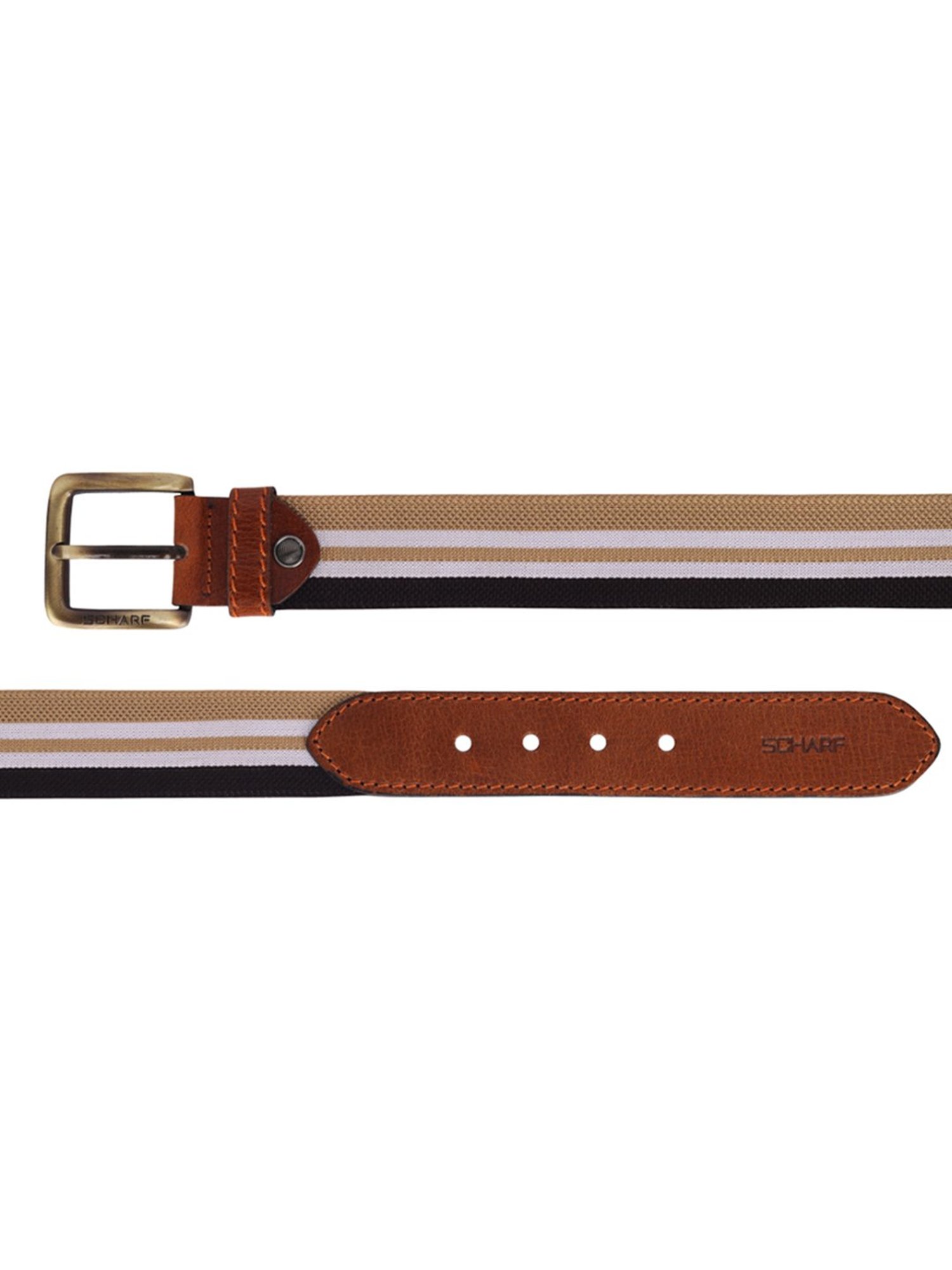 SCHARF Multicolor Twister Canvas Leather Casual Belt for Men