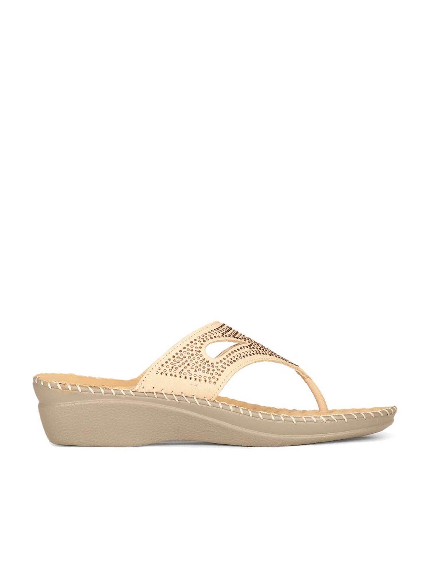 Scholl by Bata Women's Beige Thong Wedges