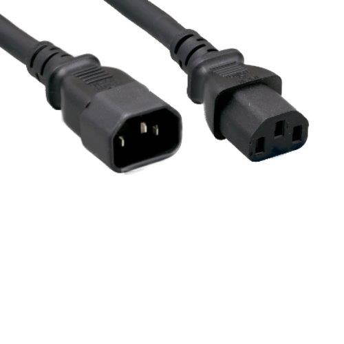 Kentek 6 Feet Extension 3 Prongs AC Power Cord IEC320 C13 To C14 14 AWG 15A 250V SJT Heavy Duty M/F Male Female Black