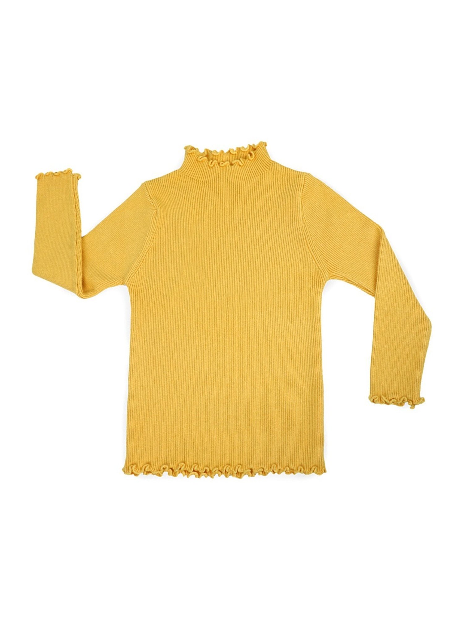 Baby Moo Kids Yellow Regular Fit Full Sleeves Sweater