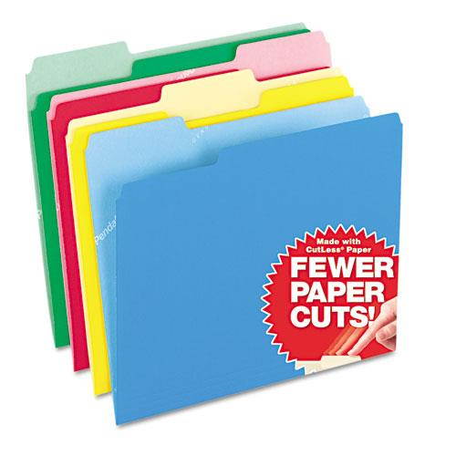 Pendaflex CutLess File Folders 1/3 Cut Top Tab Letter Assorted 100/Box 48440
