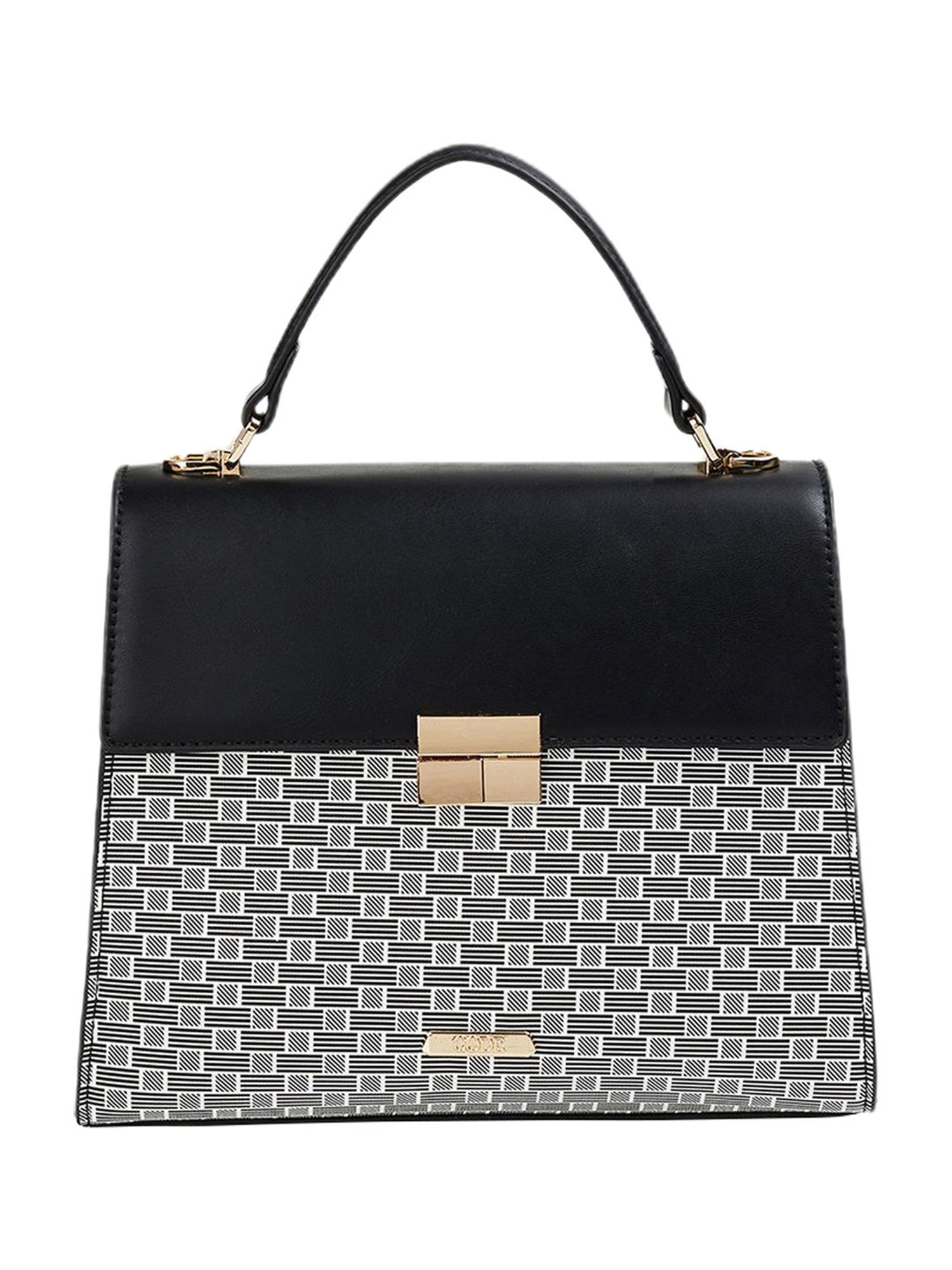 Code by Lifestyle Black Geometric Satchel Handbag
