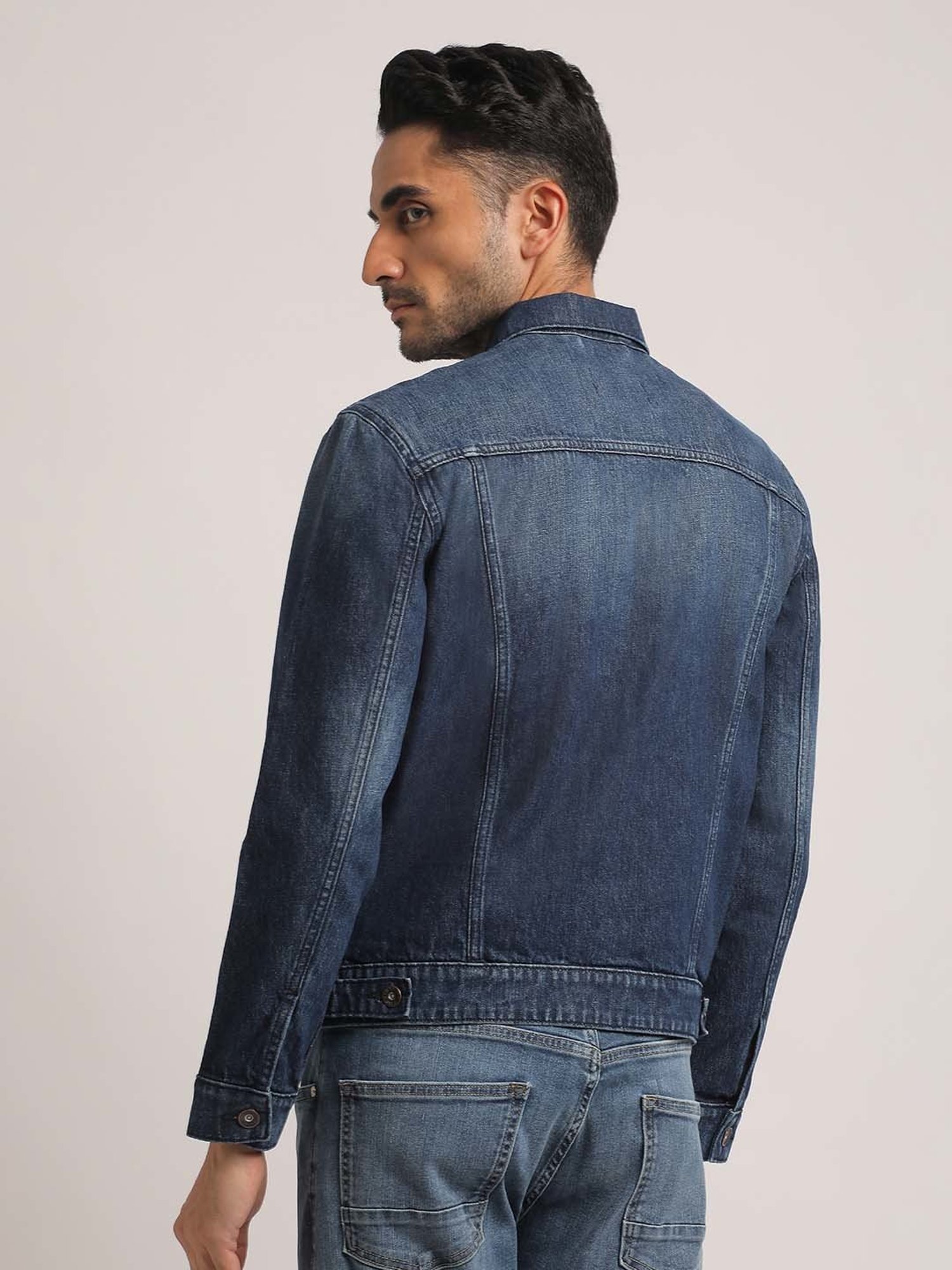 EVERBLUE Dark Blue Regular Fit Denim Jacket