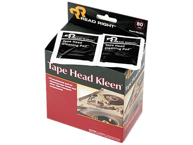 Read Right RR1301 Tape Head Kleen Pad, Individually Sealed Pads, 5 x 5, 80/Box
