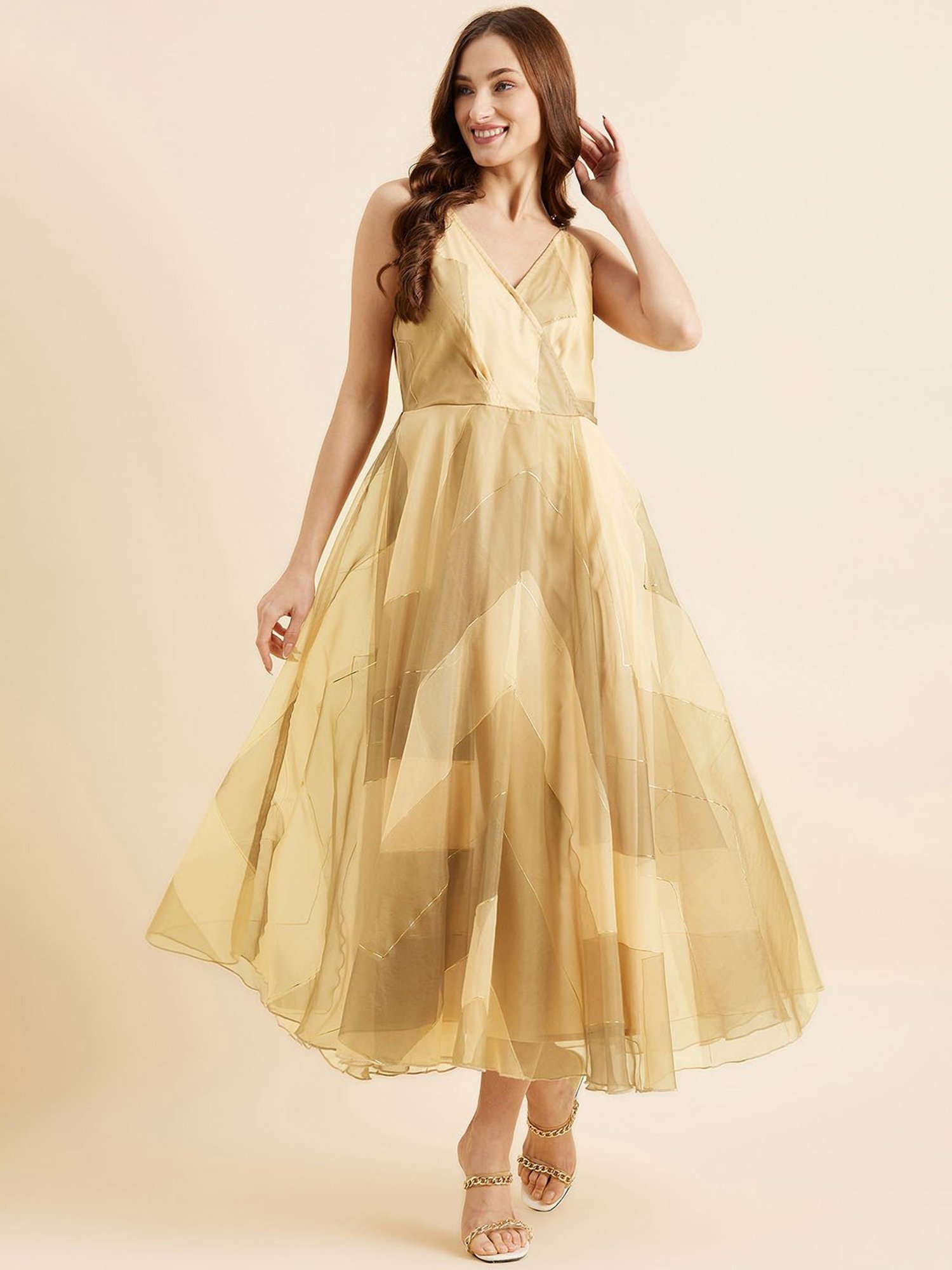 PANIT Gold Printed Ethnic Dress