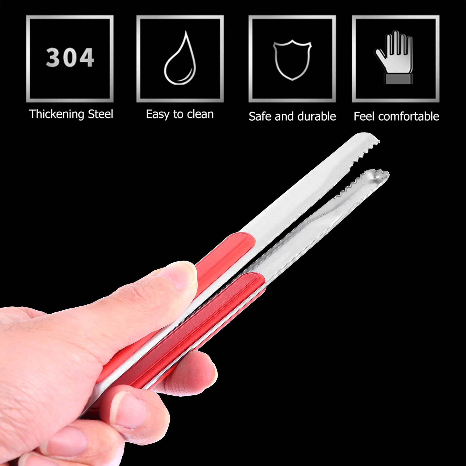 2pcs Practical Food Tong Stainless Steel Steak Clamp Multifunctional BBQ Clip