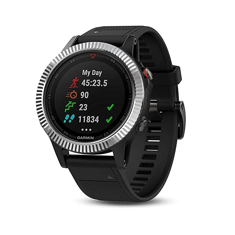 Stainless Steel Bezel Ring Compatiable with Garmin Fenix 5/5 Plus Bezel Ring Adhesive Cover Anti Scratch & Collision Protector for Garmin Watch Accessory (Silver- Not Fit Fenix 5X / 5S)