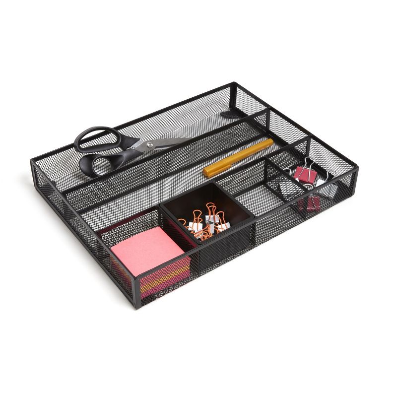 TRU RED 6 Compartment Mesh Drawer Organizer, Matte Black TR57545-CC