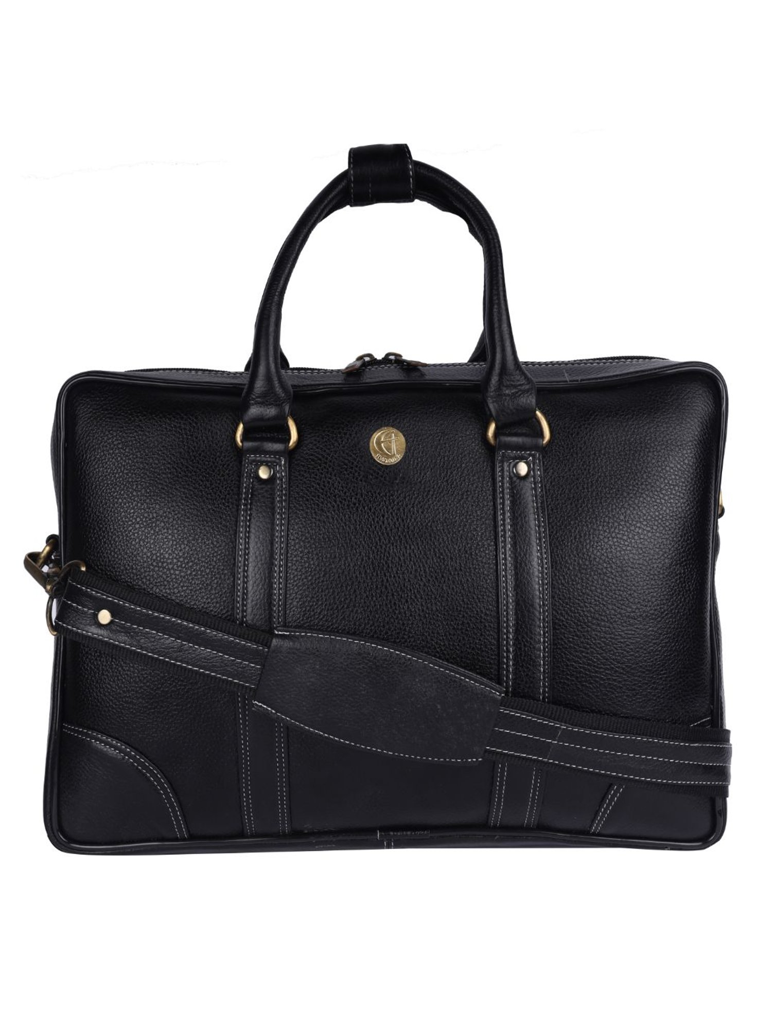 HiLEDER 100% Pure Genuine Premium NDM Leather Briefcase Laptop Messenger Satchel Office Bag, Black