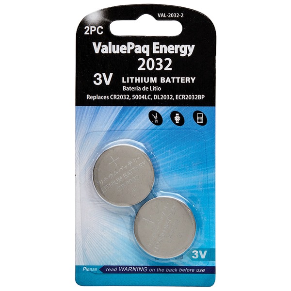 ValuePaq Energy 2032 Lithium Coin Cell Batteries (2 Pack)