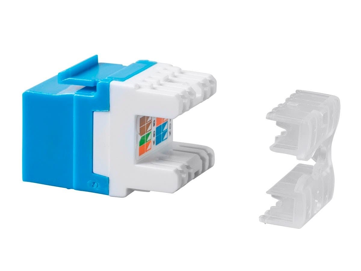 Monoprice Cat6 RJ-45 180-Degree Punch Down Keystone Jack Short body 28mm, Blue