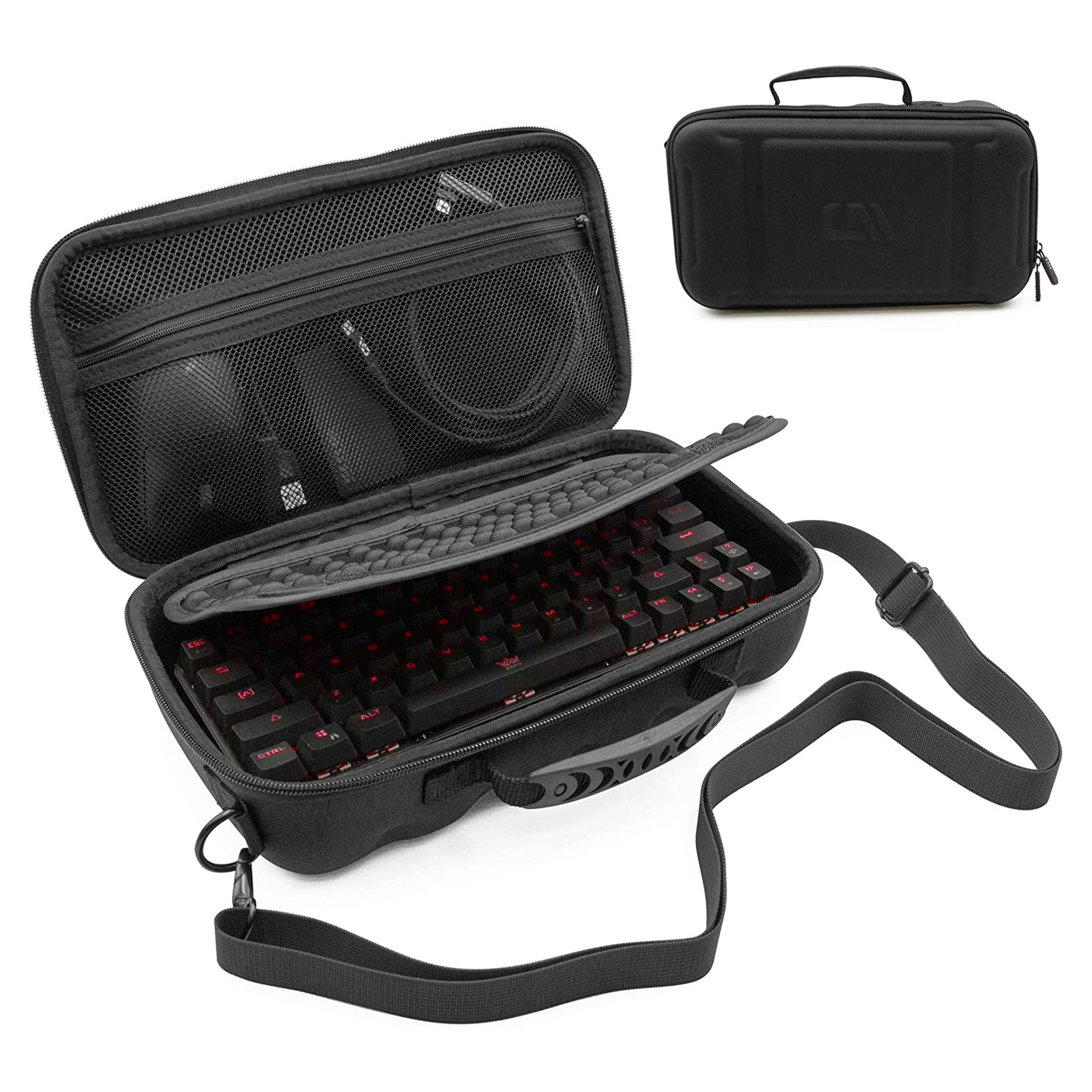 CM 60% Keyboard Case fits Razer Huntsman Mini, HK Gaming GK61, KEMOVE Snowfox, DIERYA DK61E & More 61 Keys up to 11.5" - Travel Case with Shoulder Strap and Netted Accessory Storage