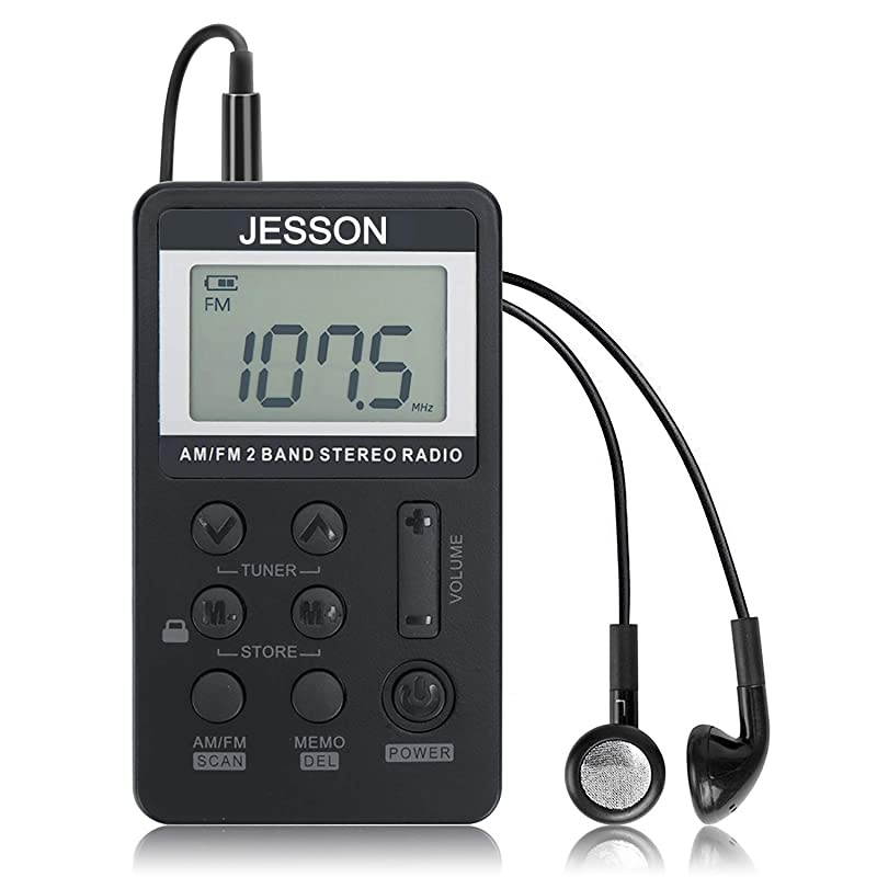 Personal AM FM Pocket Radio Portable Digital Tuning Stereo Radio with Earphone and Rechargeable Battery for Walk