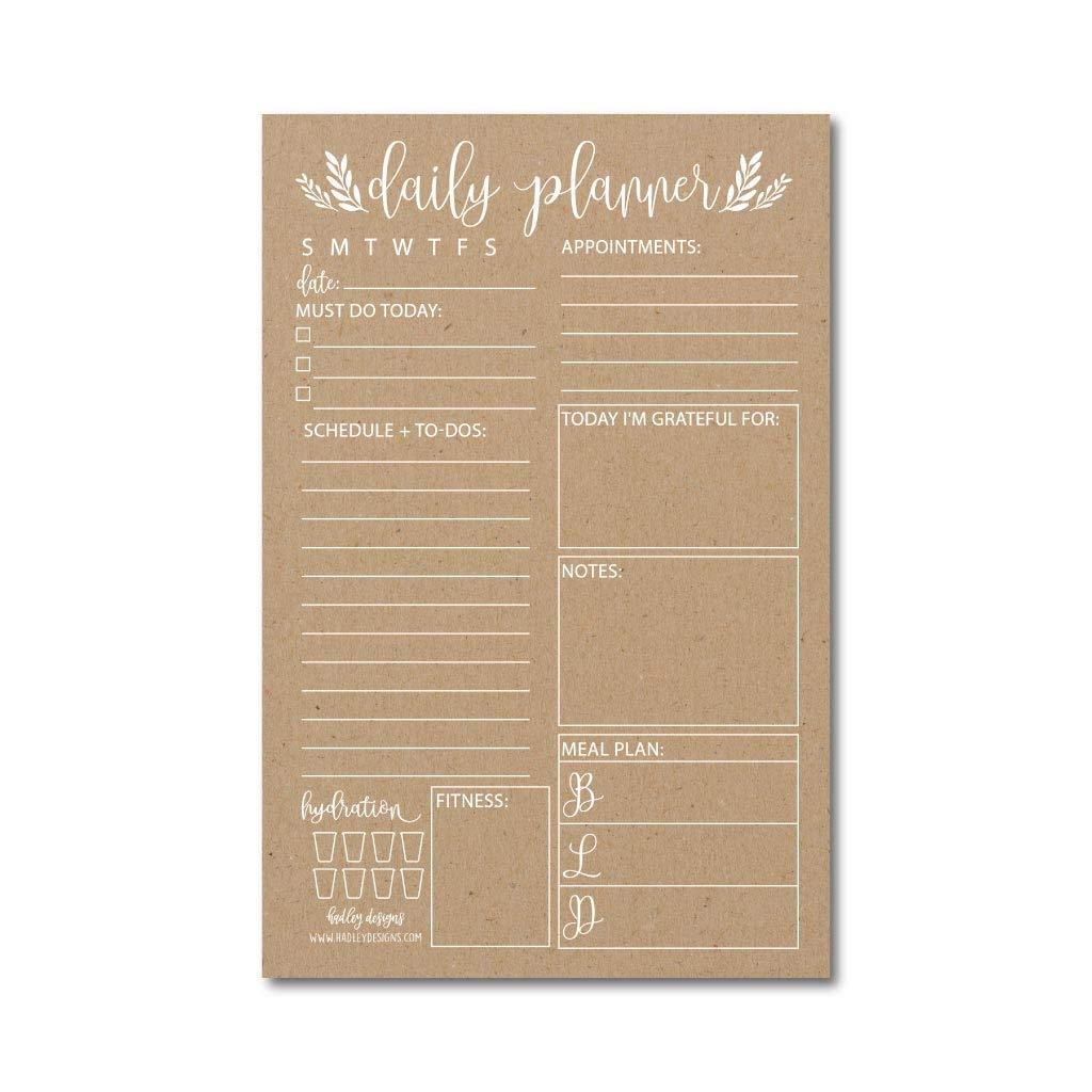 Rustic Undated Daily Task Planner To do List Pad, School Family Life Work Personal Productivity Notepad, Day Schedule Organizer, Cute Water Health Fitness Exercise Goal Habit Tracker 50 Tear Off Pages