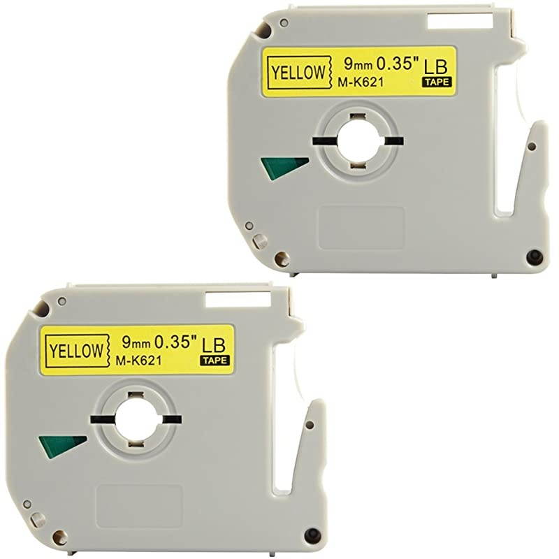 MK621 MK621s MK621 M621 035 Inch x 263 Feet 12mmx 8mBlack on Yellow Label TapesCompatible for Brother PTouch Label Makers PTM95 PT90 PT70BM PT65 PT80 PT70SR PT85 Cassettes 2 Pack