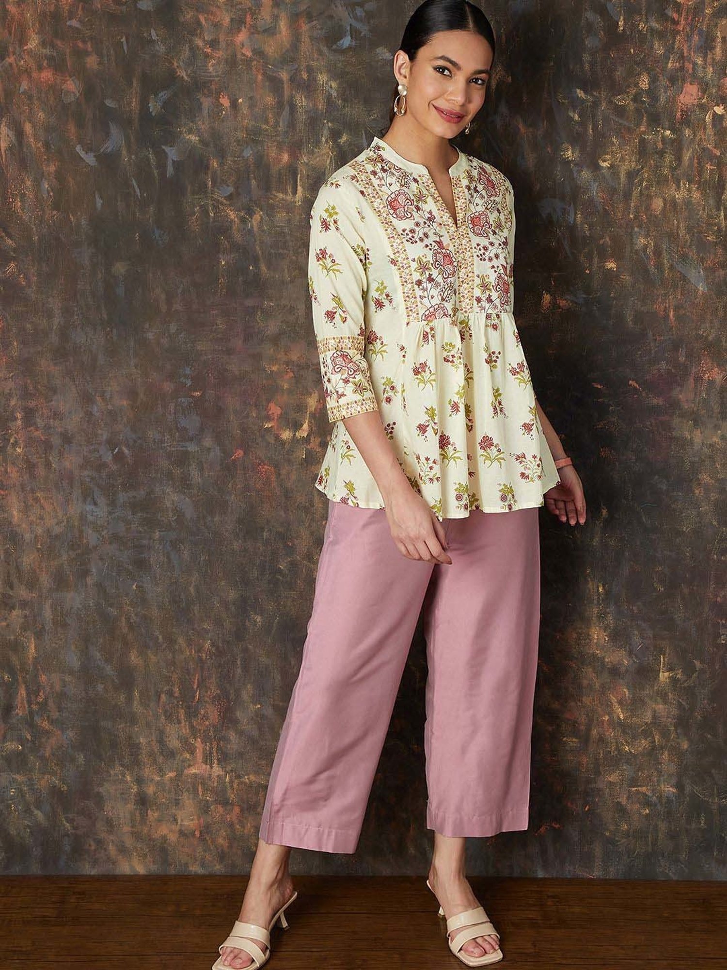 Melange by Lifestyle Off-White Cotton Printed Tunic