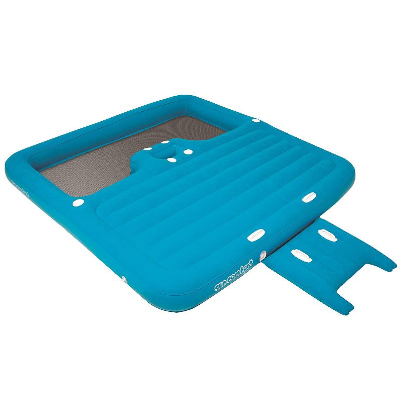 Airhead Sun Comfort Cool Suede Inflatable 6 Person Floating Island, Light Blue