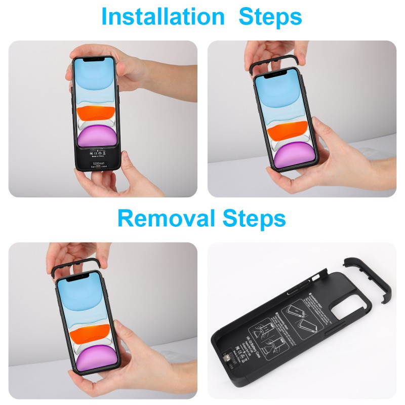 6500mAh Battery Charging Case For IPhone 12/12 Pro/12 Pro Max/12 Mini, Rechargeable Full Package Portable External Battery Case