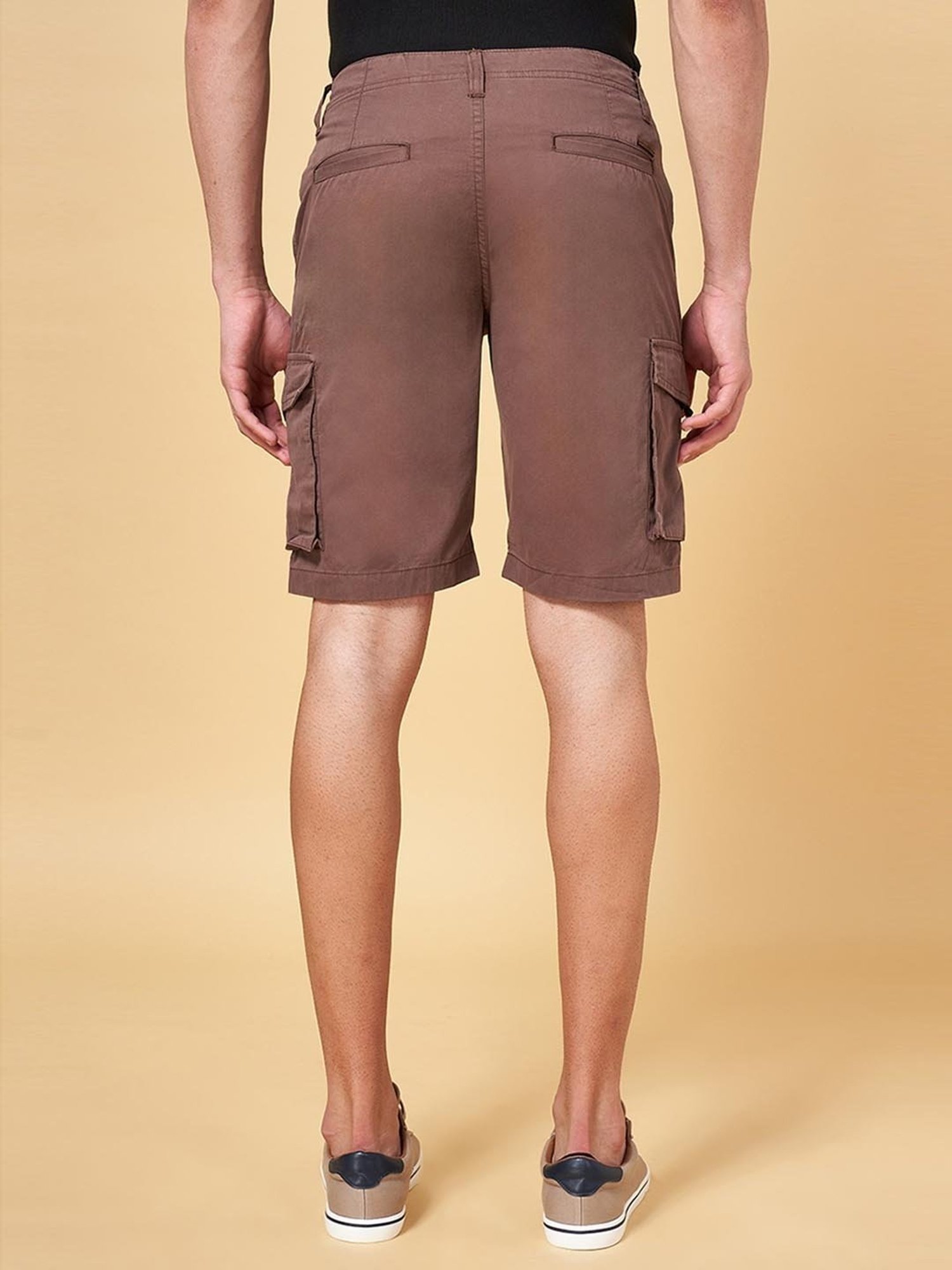Urban Ranger by Pantaloons Brown Cotton Slim Fit Cargo Shorts