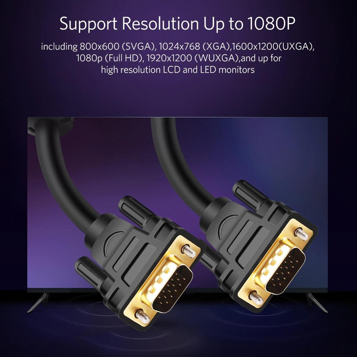 Ugreen VG101 1080P VGA to VGA Cable Male to Male Shielding Video Cable for HDTV PC - 1-30M - 2M