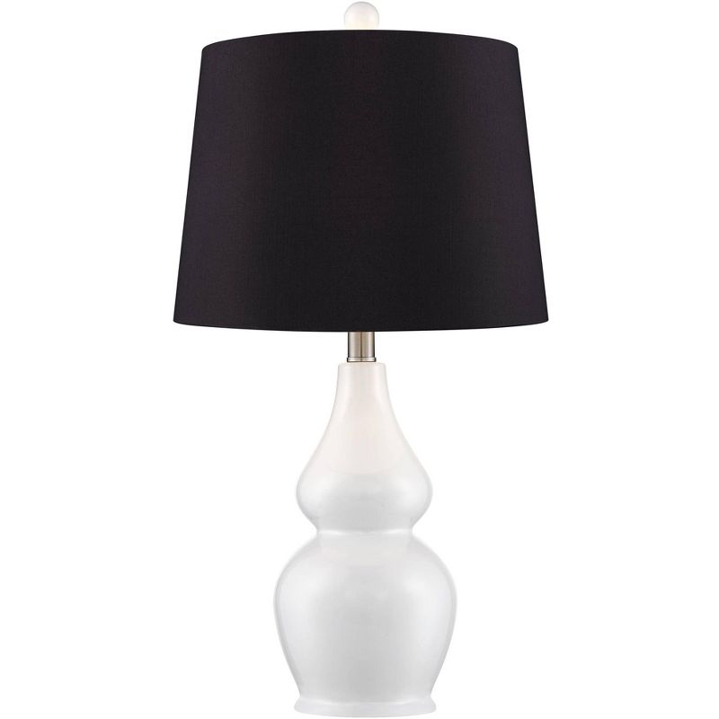 360 Lighting Jane White Ceramic Double Gourd Black Shade Table Lamps Set of 2