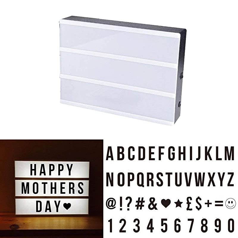 Cinema Light Box DIY LED Cinematic Marquee Sign Light Up Box with Decorative Letters Numbers Symbols Emojis for Festival Birthday Anniversary Wedding Mottoes, A4 Size (Black)