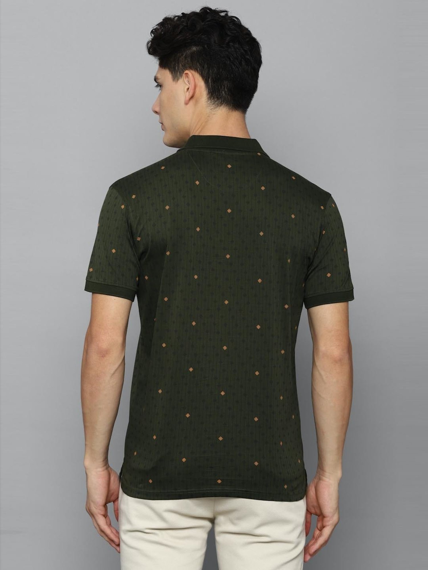 Louis Philippe Sport Green Cotton Slim Fit Printed Polo T-Shirt