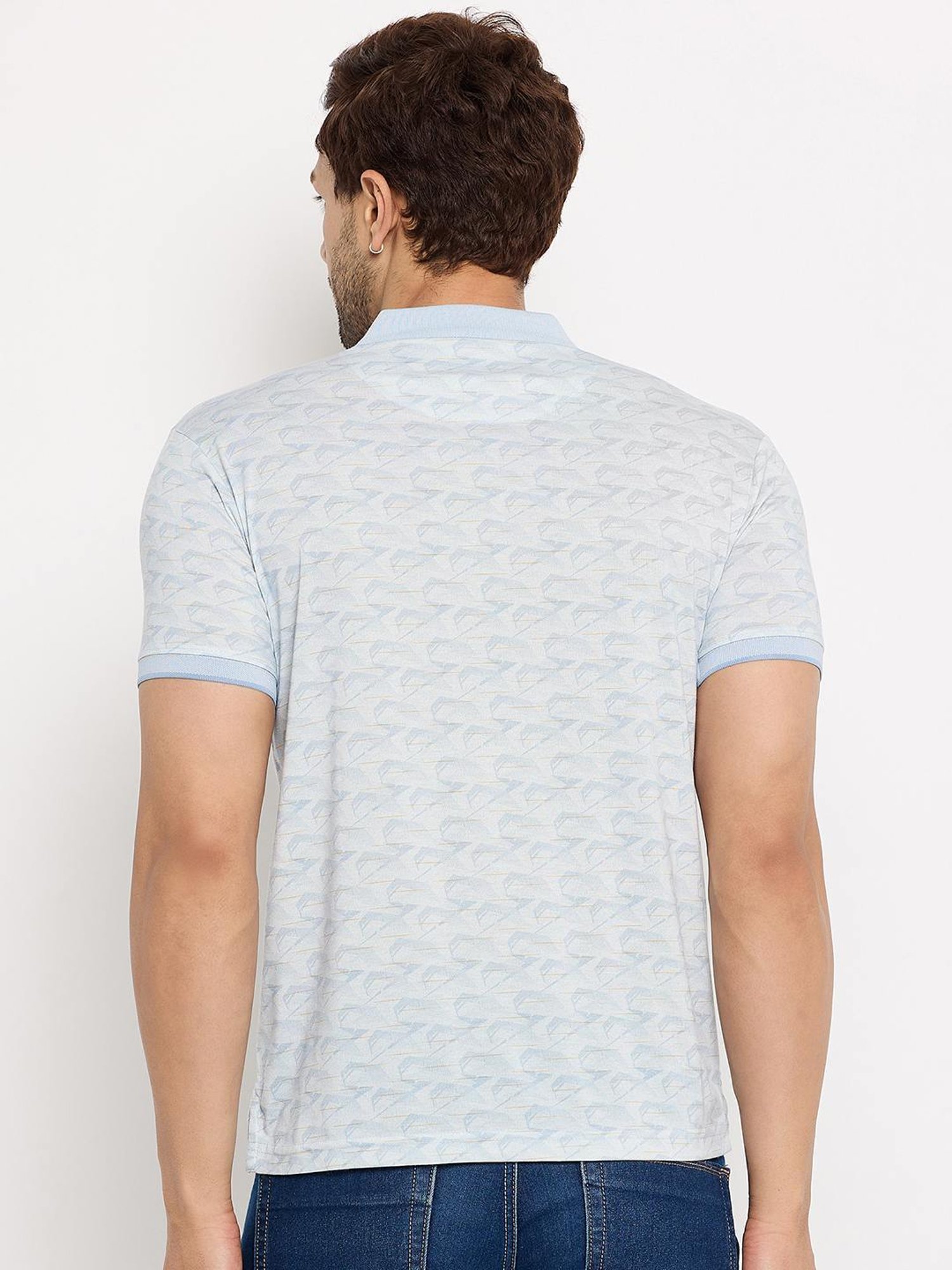 Duke Blue Regular Fit Printed Polo T-Shirt