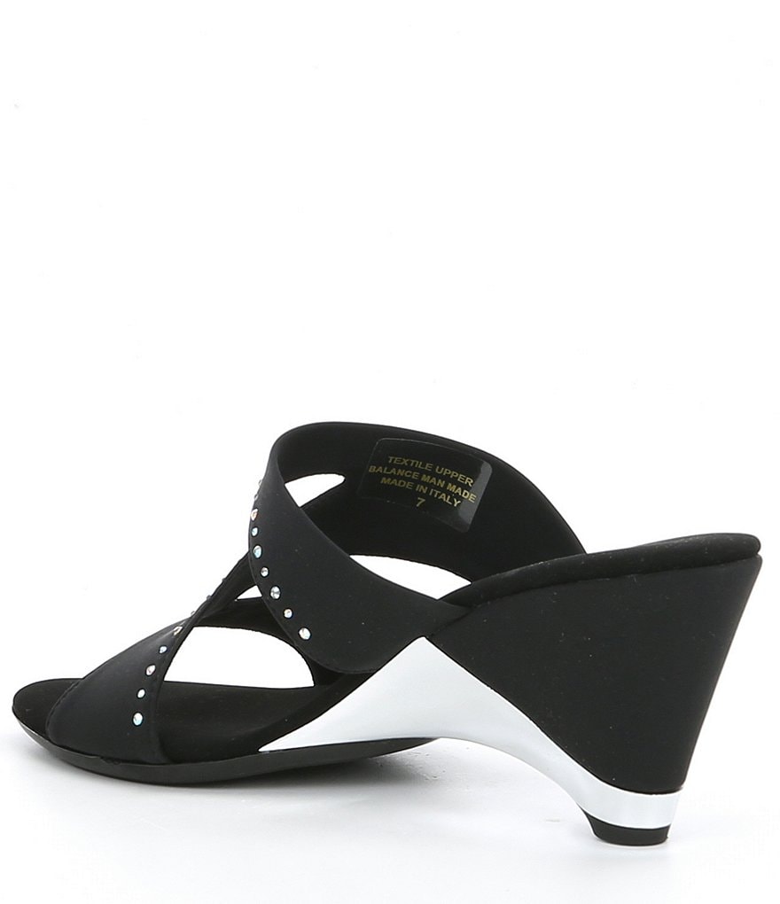 Onex Natalia Rhinestone Embellishments Elastic Wedge Slides