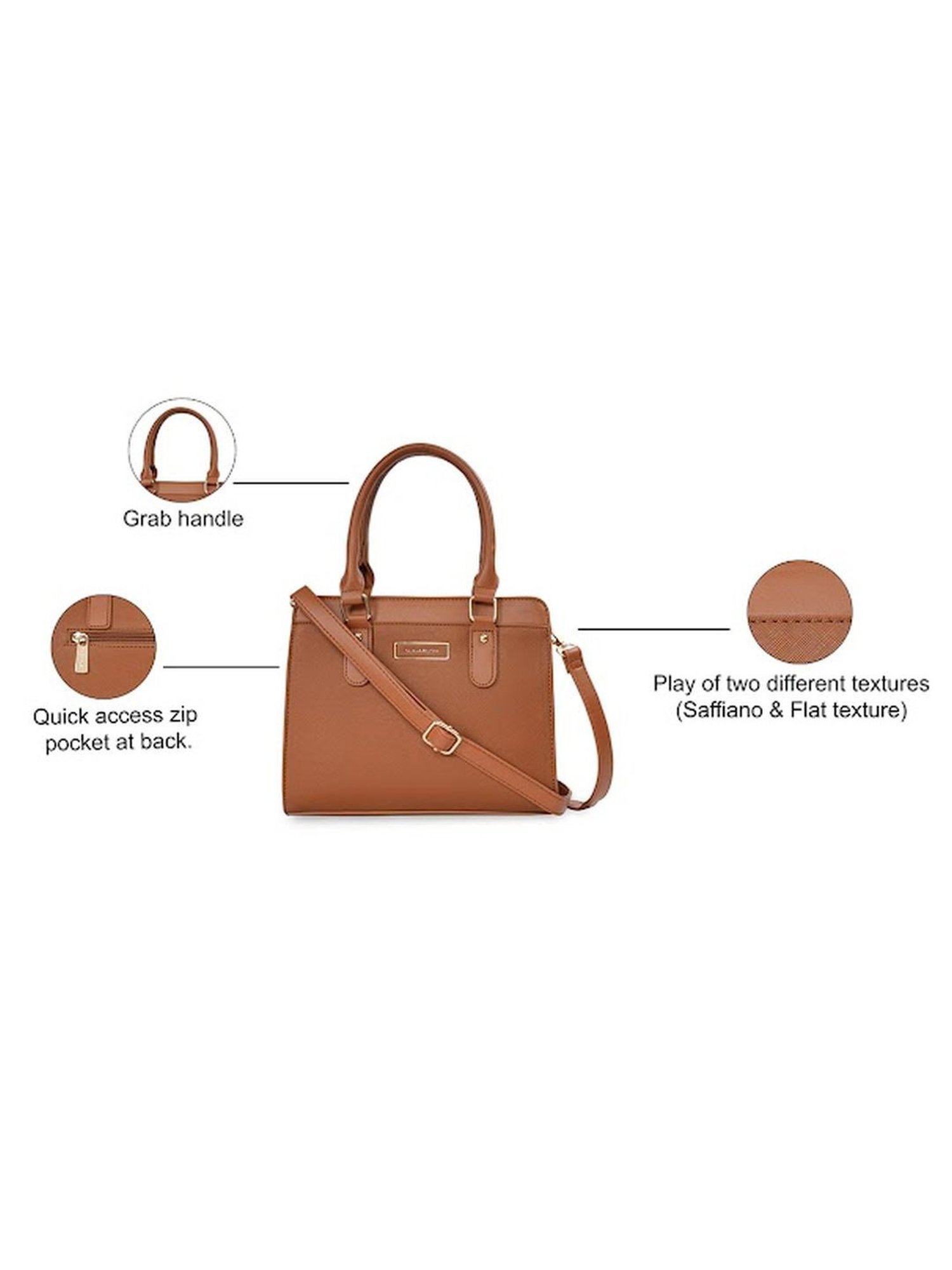 Sugarush Elijaha Tan PU Solid Handbag