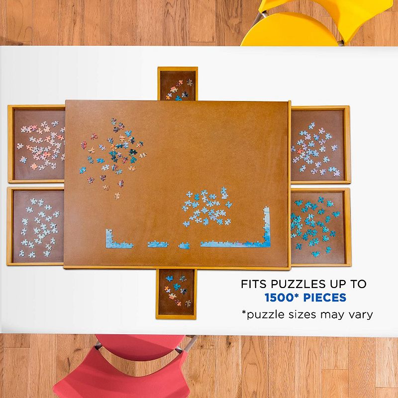 Jumbl Puzzle Board | 27" x 35" Wooden Jigsaw Puzzle Table w/ 6 Drawers | Puzzles Up to 1,500 Pieces