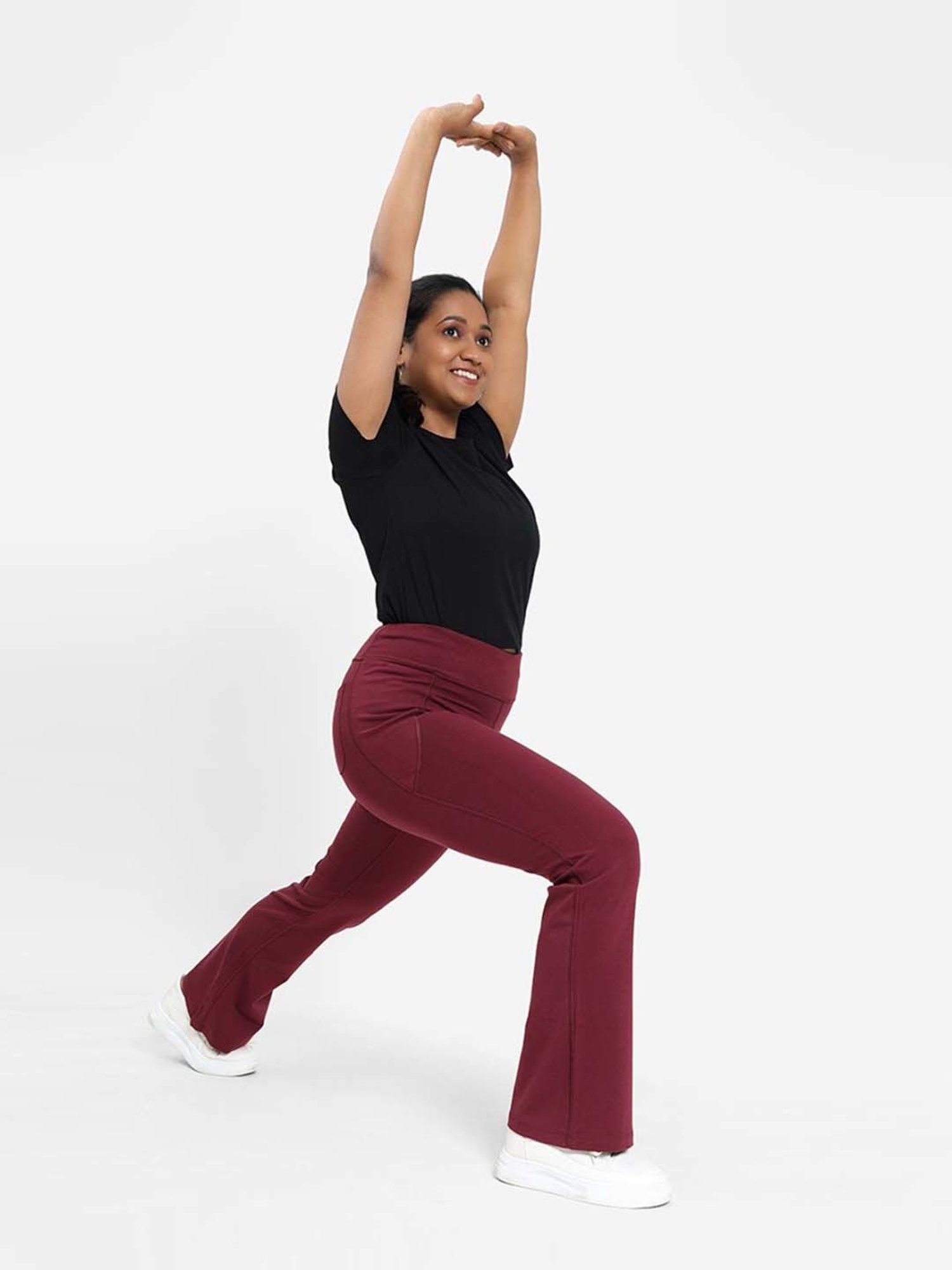 BlissClub Maroon Cotton Boot Leg Pants