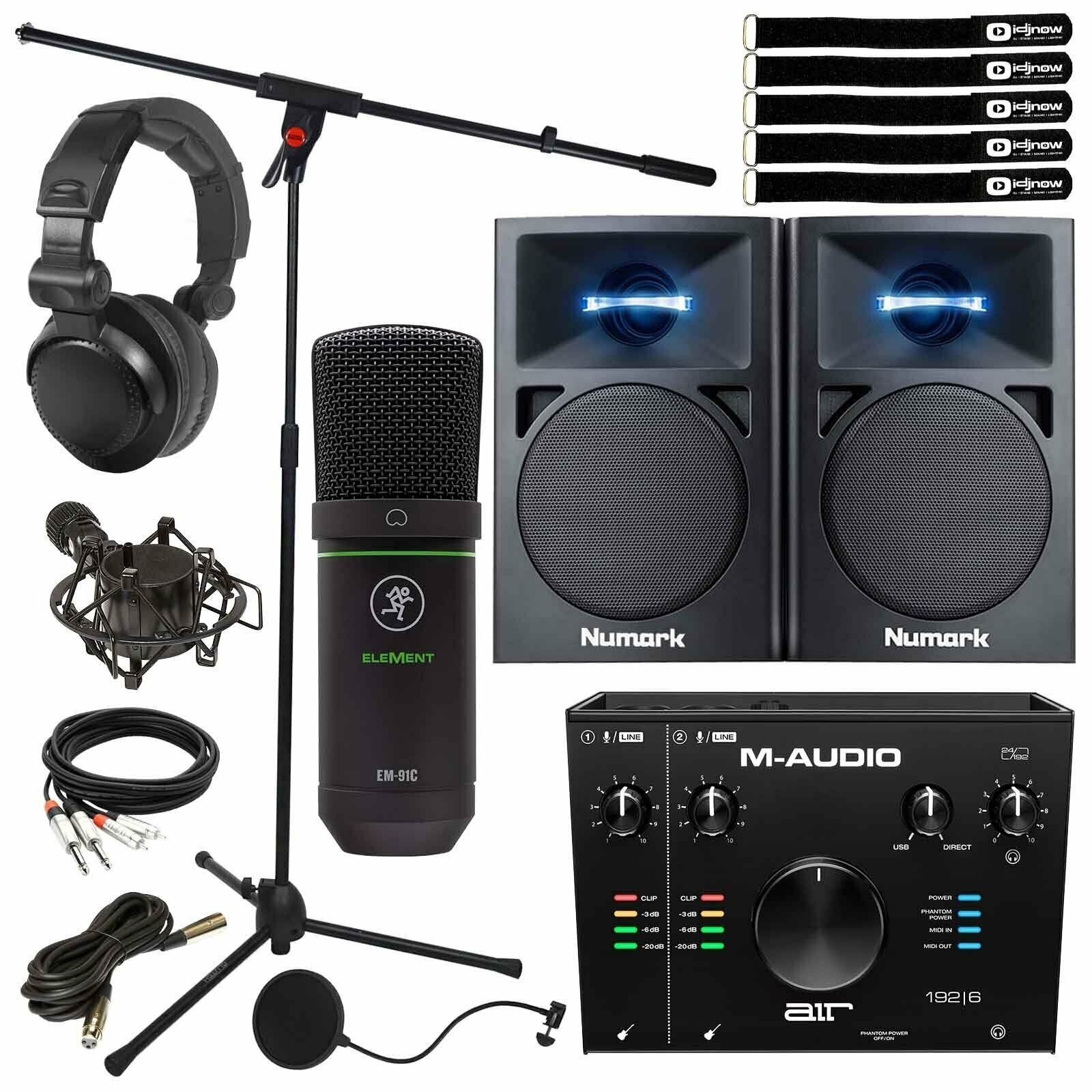 M-Audio AIR192X6 USB MIDI Recording Interface w Speakers, EM-91C Mic & Headphone