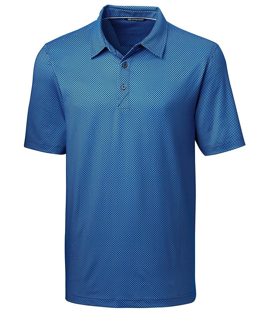 Cutter & Buck Big & Tall Pike Polo Mini Pennant Print Performance Stretch Short-Sleeve Polo Shirt