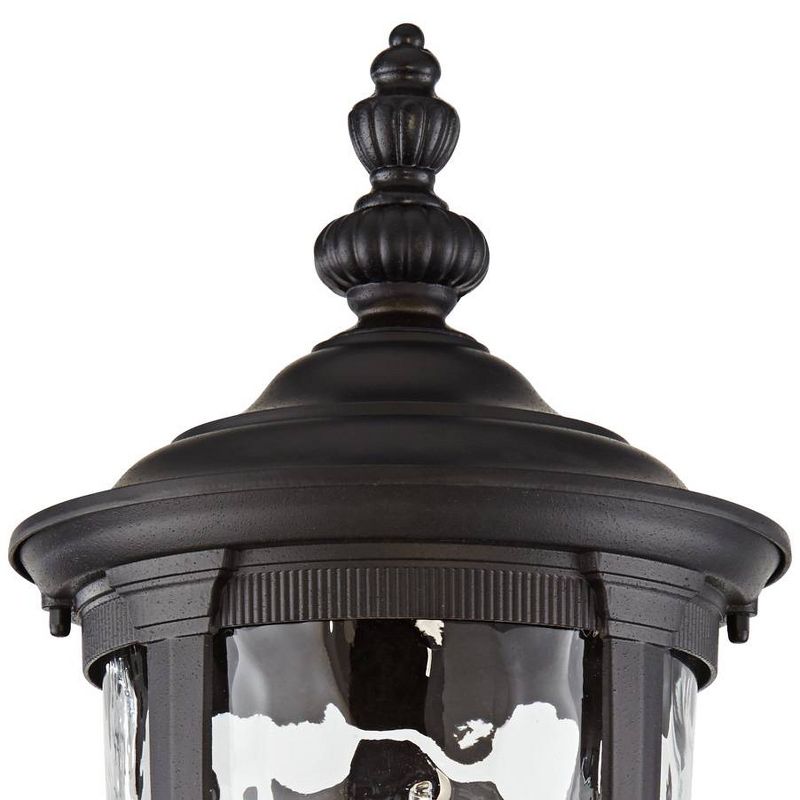John Timberland European Outdoor Wall Light Fixture Textured Black Upbridge Arm 21" Clear Hammered Glass for Exterior Porch Patio