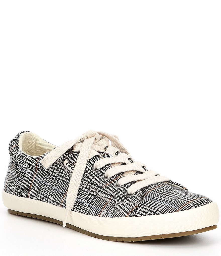 Taos Footwear Star Plaid Print Washed Canvas Lace-Up Sneakers