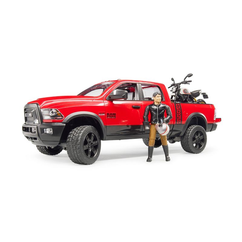 Bruder Toys RAM 2500 Power Wagon with Ducati Scrambler Desert Sled and Driver - 1:16 Scale